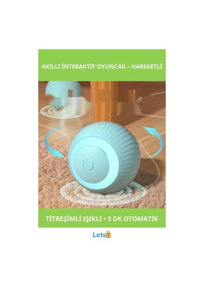 Akıllı İnteraktif Kedi Oyuncak Topu Işıklı Titreşimli Hareket Sensörlü