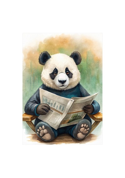 Gazete Okuyan Panda Mdf Tablo 35cm X50cm