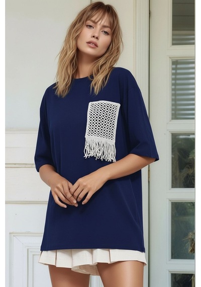 Mamayaga Kadın Bisiklet Yaka Yarım Kol Basic Pamuk Düz Cep Örgü Curve Büyük Beden Tshirt Lacivert 54 - 56 Mamayaga Kadın Bisiklet Yaka Yarım Kol Basic Pamuk Düz Cep Örgü Curve Büyük Beden Tshirt Lacivert 54 - 56