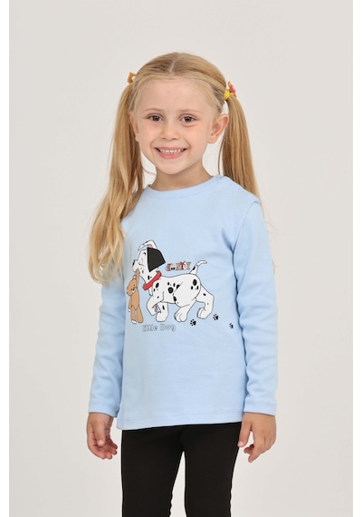 Toontoy Kız Çocuk Köpekli Ayı Baskılı Sweatshirt Koyu Mavi