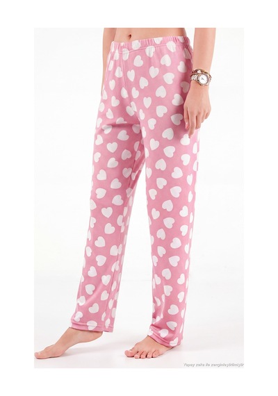 Lela Desenli Yumuşak Dokulu Uzun Kollu Pijama Takımı Kadın Pijama Takımı 65750155 Pudra