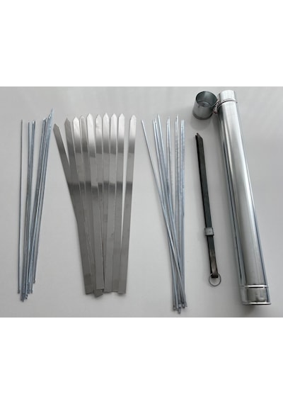 Mangal Set-Paslanmaz Krom Adana Kebap Kuşbaşı Ciğer Şiş Kabı Maşa