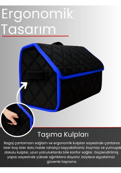 Araç Bagaj Düzenleyici Organizer Tay Tüyü Kaymaz Cırt Bantlı Geniş Hacimli Çanta A2