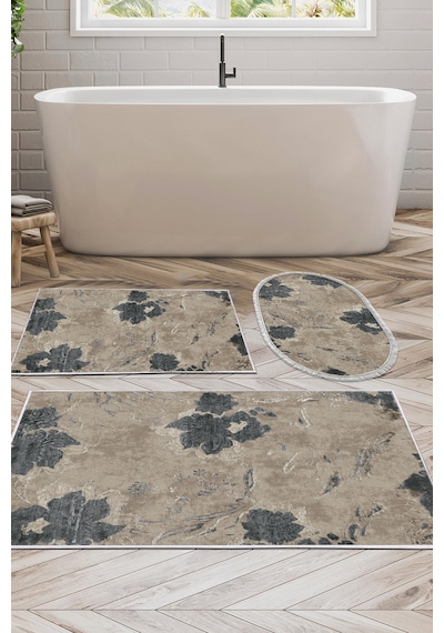 Eko Trend Djt 3 Lü Yıkanabilir Kaymaz Taban Banyo Paspas Seti 660m Suluboya Bej