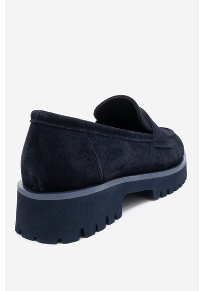 Luvishoes Vıonel Koyu Lacivert Süet Hakiki Deri Kadın Loafer Ayakkabı Lacivert