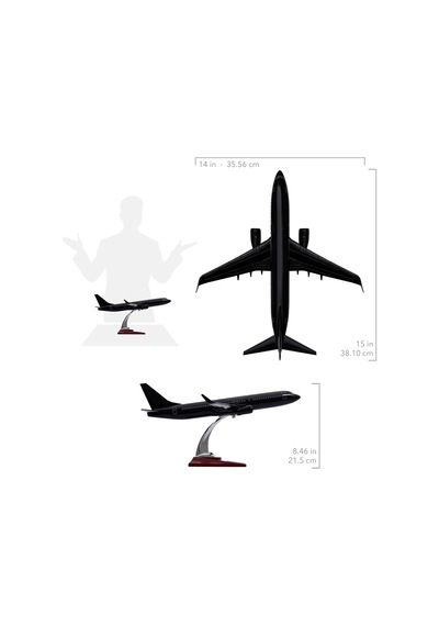 Zekupp Boeing 737-800 Model Uçak Siyah Renkli Uçak Maketi
