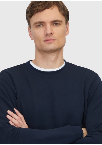Ramsey Lacivert Bisiklet Yaka Düz Sweatshirt