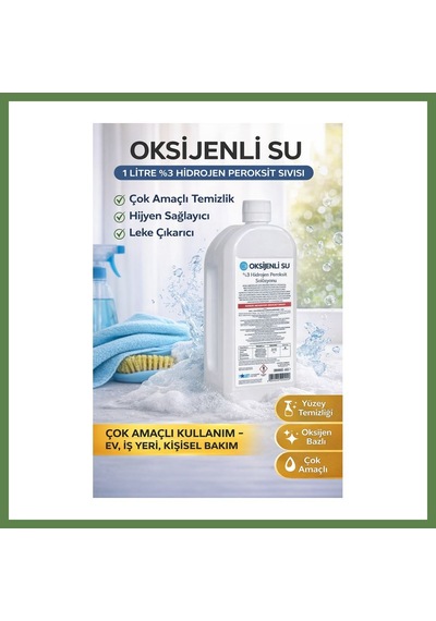 Bezos Oksijenli Su 1 Litre %3 Hidrojen Peroksit Solüsyonu Çok Amaçlı Temizlik Ve Hijyen Sıvısı 1 Adet Hb006