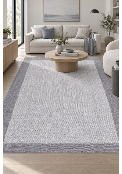 Kesit Gri Sisal Halı Görünümlü Modern Polyester Halı Mutfak Oturma Odası Koridor Robot Süpürgeye Uyumlu Kolay Temizlenebilir