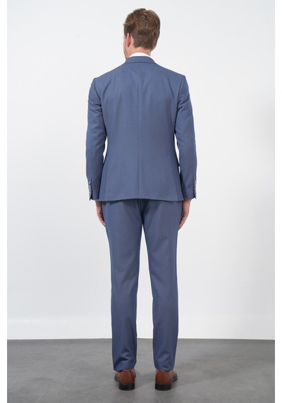 İmza İndigo Kırlangıç Yaka 6 Drop Slim Fit Tam Astar Esnek Takım Elbise 1001260174 Indigo