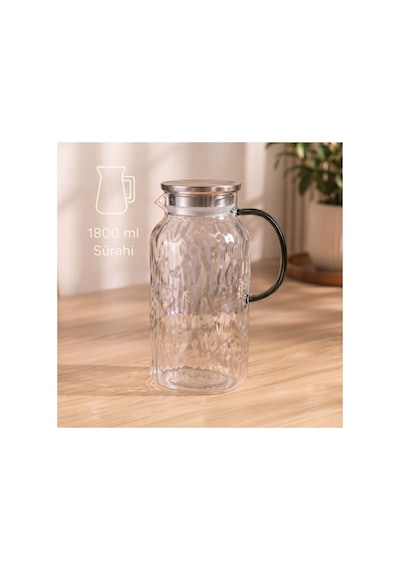 5 Parça Bardaklı Sürahi Seti - Cam - 1800 Ml Sürahi - 4 Bardak