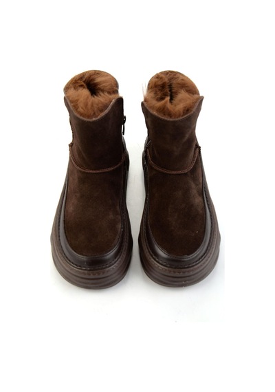 Kahve Hakiki Deri Kadın Bot & Bootie K02748100502 Kahve