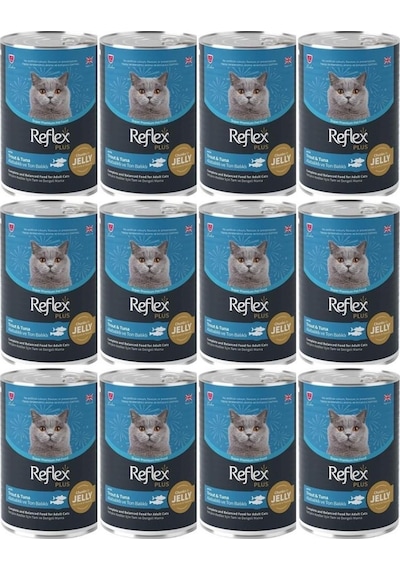 Reflex Plus Jöle İçinde Et Parçacıklı Alabalıklı Ve Ton Balıklı Yetişkin Kedi Konservesi 400 Gr 12 Adet