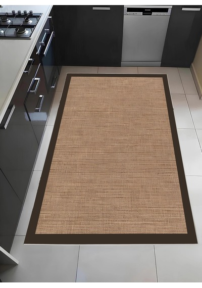 Sisal Görünümlü Yıkanabilir Dekoratif Kilim Kahverengi