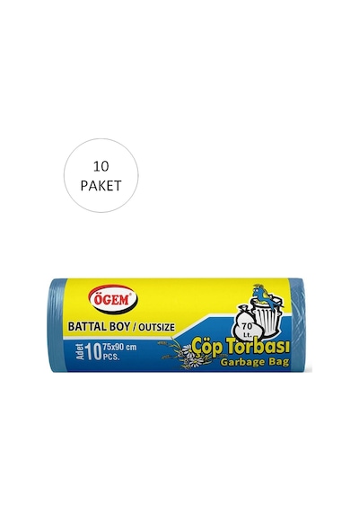 Battal Boy Çöp Torbası 75 X 90 Cm 10 Lu Rulo X 10 Paket 100 Adet Mavi