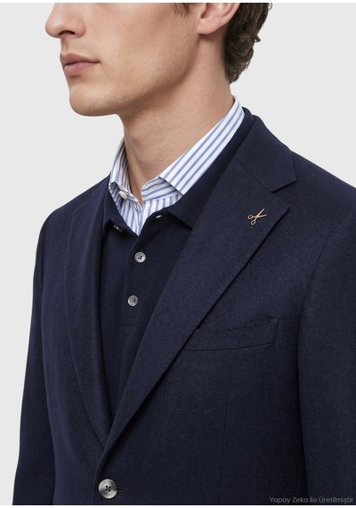 Ramsey Lacivert Düz Regular Fit %100 Kaşmir Ceket Ck-2630