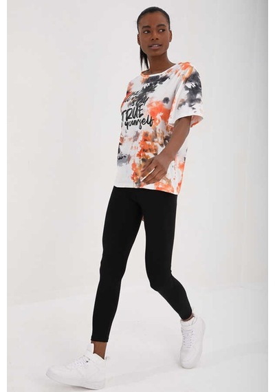 Stsahra Kadın Beyaz Bisiklet Yaka T-shirt