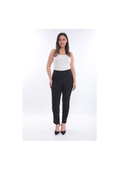 Petunya Butik Bel Lastikli Punto Kumaş Pantolon Siyah