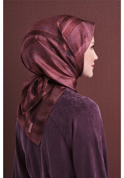 Armine Tivil Saf İpek Eşarp 9618 57 Gül Kurusu Batik Desen