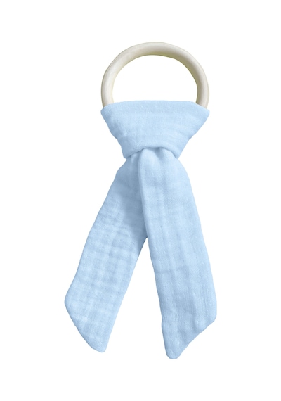 Pamuk Muslin Bebek Diş Kaşıyıcı Yıkanabilir Ahşap Mavi