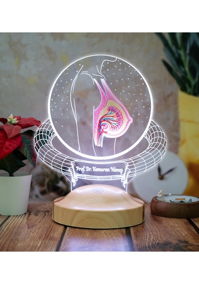 Estetik Cerrahı Doktoruna Hediye Kişiye Özel Meme Anatomisi 3d Led Lamba - Plastik Cerrah Doktoruna Ofis, Klinik Dekoru Hediyesi