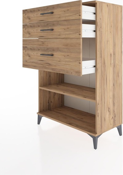 Hyperion Dolap Tek Raflı 3 Çekmeceli 88x44x134 Çam-çam Atlas Çam