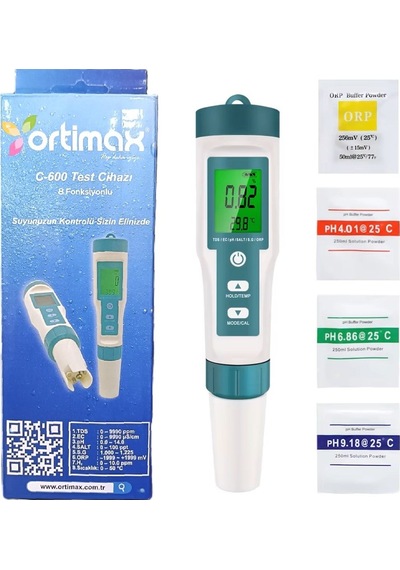 Ortimax C-600 8in1 Su Kalite Test Cihazı 8 Fonksiyonlu