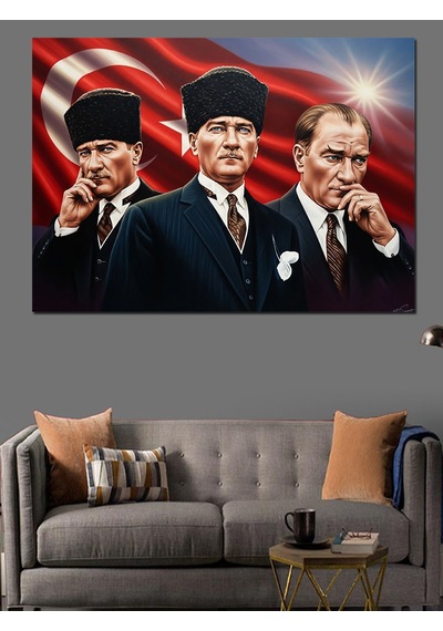 Atatürk Ve Milli Mücadele Liderleri Dekoratif Kanvas - Mdf Ahşap Tablo