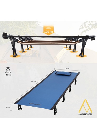 Kingcamp Sequoia Ultralight Katlanır Kampet Portatif Yatak Blue/blk Mavi