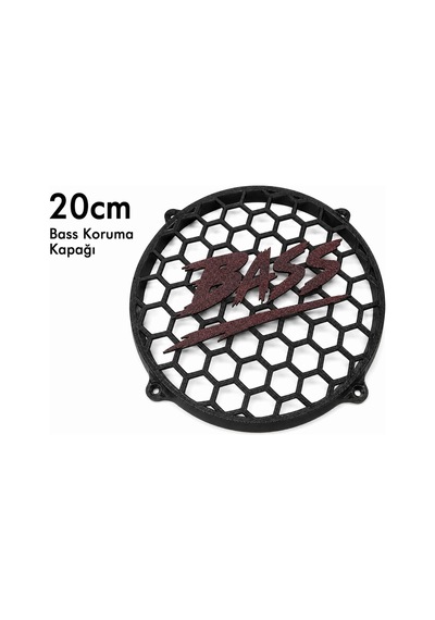 20cm Bass Koruma Kapağı Siyah - Bass Yazılı Subwoofer Koruma Kapağı 20cm - 1 Adet
