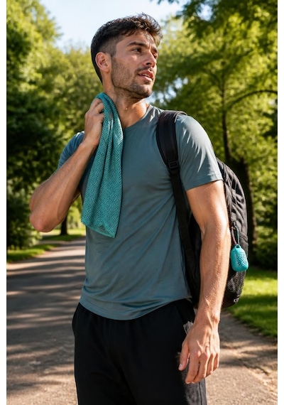 Sporcu Havlusu 60 X 27 Cm, Anahtarlıklı Taşıma Kutulu Kompakt Fitness Ve Seyahat Havlusu, Asorti Renk Diğer