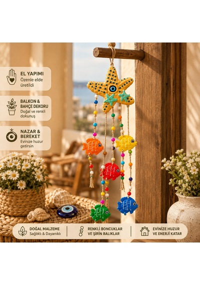 Deniz Yıldızlıuğur Böceği Bahçe Balkon Duvar Dekor Süsü