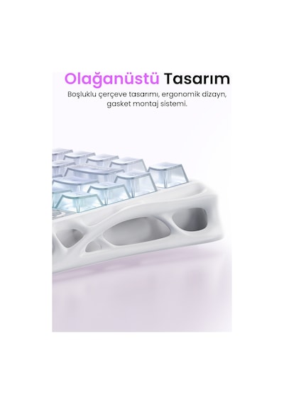 Gravastar Mercury K1 Lite Rgb Kablosuz Mekanik Gaming Klavye, İngilizce Q, Crystal Aurora