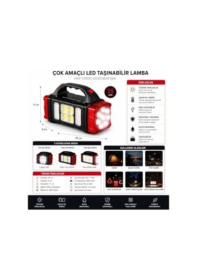 Solar Led Kamp Feneri, , 8 Led Ultra Parlak Taşınabilir Kamp Lambası, , Kamp, Balıkçılık, Acil Durum Ve Outdoor Kullanım İçin, Kırmızı,gold Karışık Asorti Renk Diğer