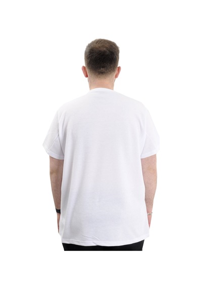 Mode Xl Büyük Beden Erkek T-shirt Bisiklet Yaka Waffle 20033 Beyaz Beyaz