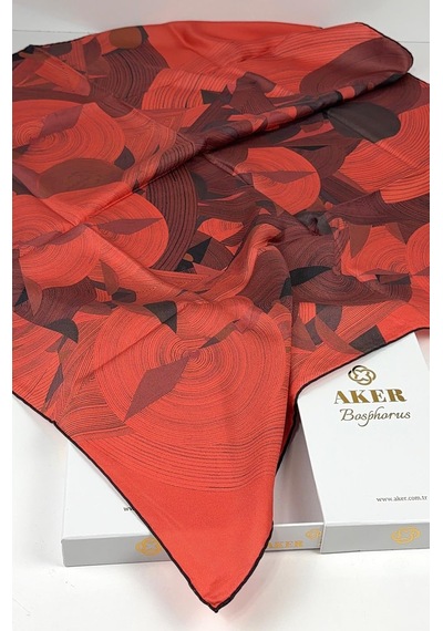 Aker Bosphorus Çift Taraflı İpek Twill Eşarp 89147112 Nar Kırmızısı