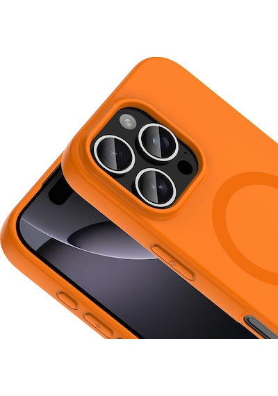 Maks Technology iPhone Uyumlu 16 Pro Max Kılıf M-safe Şarj Özellikli Mkst Aris Silikon Kapak - Turuncu