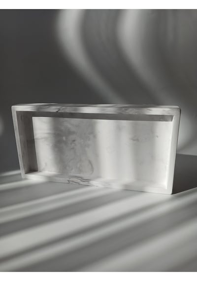 Mermer Görünümlü Dikdörtgen Tepsi & Düzenleyici 15x30cm