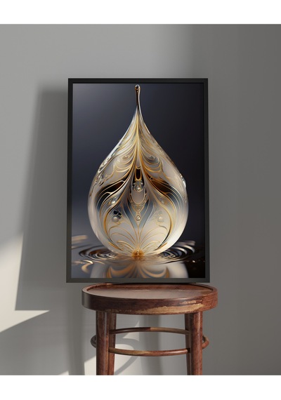 Tablo Ahşap Çerçeveli Tablo Çerçeveli Poster Su Damlası, Soyut Tablo