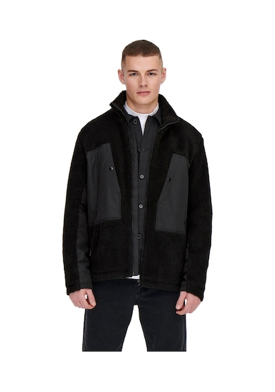 Only Onsvillads Sherpa Mix Jacket Otw Erkek Polar Ceket 22022512-BLACK Siyah