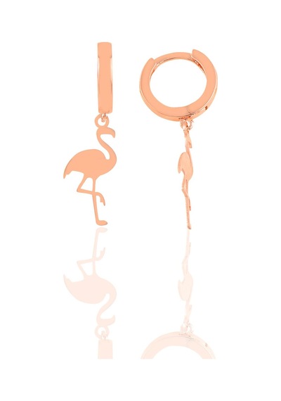 Gümüş Flamingo Küpe Barcode Gold - Rose Gold - Rodyum