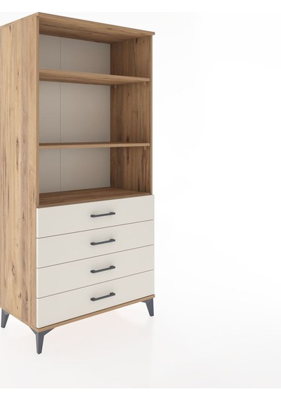 Hyperion Dolap 3 Raflı 4 Çekmeceli 88x44x182 Çam-aytaşı Çam