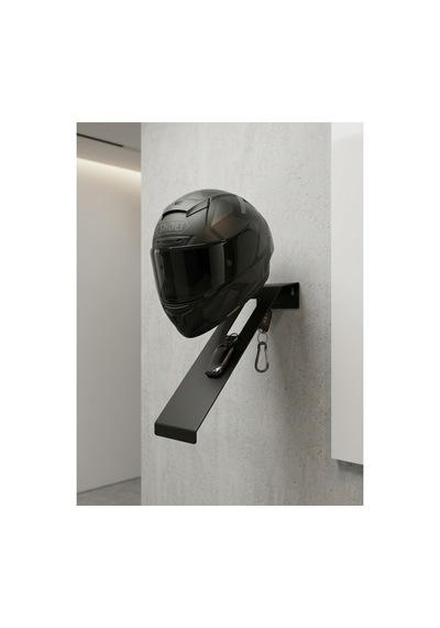 Yzo Home Metal Motor Kask Tutucusu - Duvara Monte Siyah Kask Askısı, Mont Ve Anahtarlık Askılık Rafı Mat Siyah
