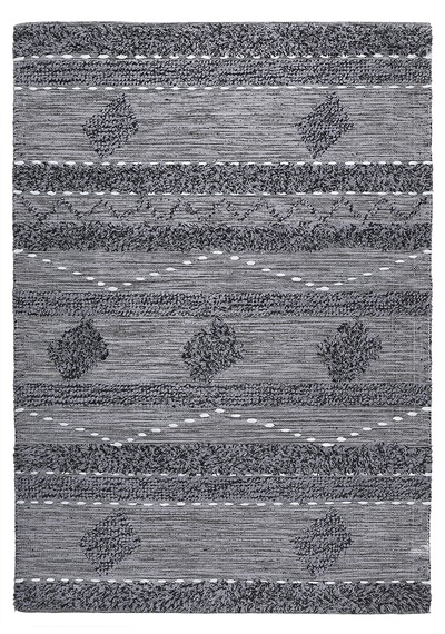 My Home Halı Oslo Iskandinav Şahane El Dokuma %100 Doğal Pamuk Yumuşak Antrasit Yıkanabilir Kilim Halı K8 Antrasit