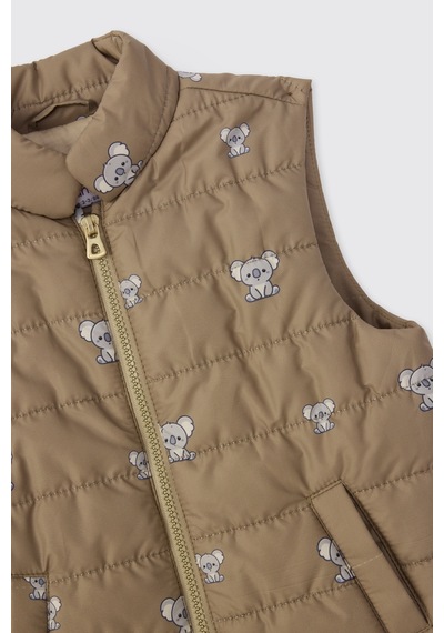 Panço Erkek Bebek Koala Baskılı Bej Micro Yelek Krem 2621BB23004