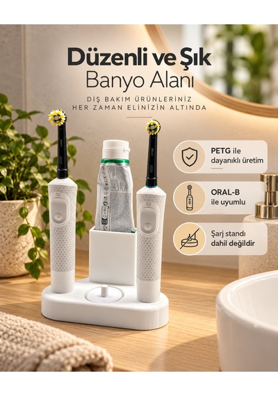 Elektrikli Diş Fırçası Organizeri Oral-b Uyumlu Beyaz