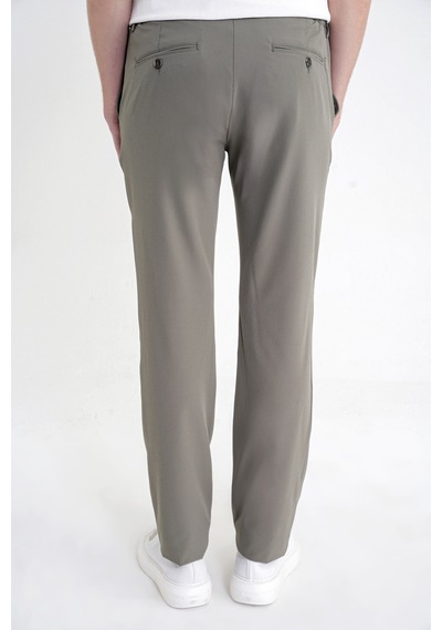 Regular Fit Yan Cep Doku Desenli Beli Lastikli Haki Pantolon P 1212