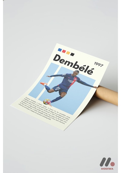 Dembele Futbol Posteri, Çerçevesiz Yüksek Kalite Duvar Afişi - Spor Severlere Hediye