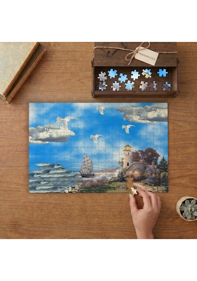 Deniz Feneri - Kuşlar - Gemi Tasarımı 240 Parça Ahşap Puzzle Ahşap Kutuda Mpy20018