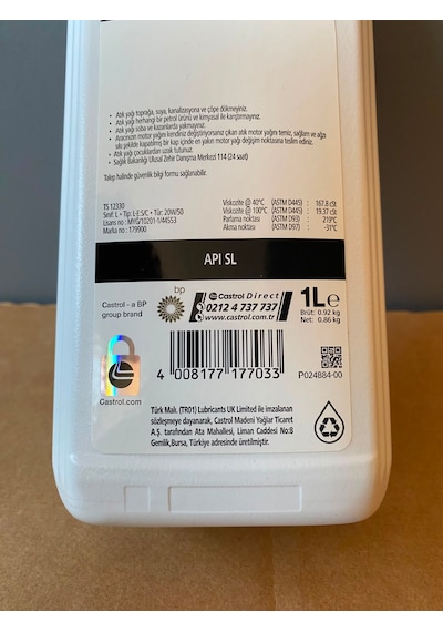 Castrol Gtx 20W-50 Lpg Uyumlu Sentetik Motor Yağı